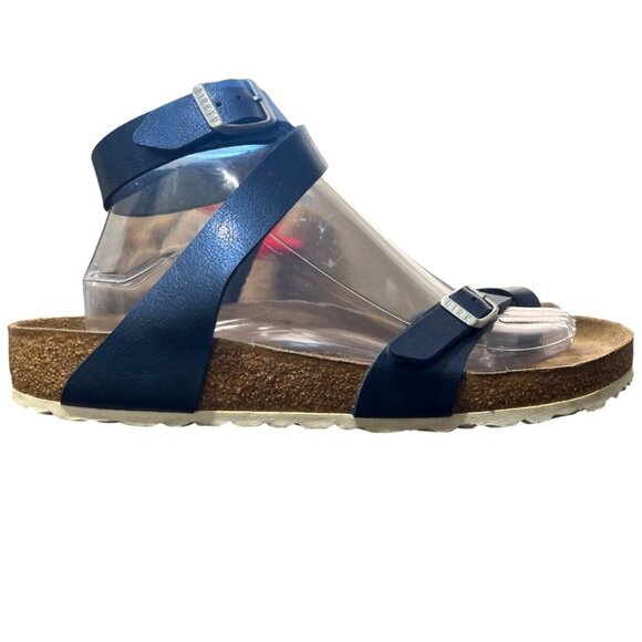 Birkenstock Yara Sandals Metallic Blue Ankle Strap Toe Loop Size EU 40 / US 9 - Picture 2 of 9